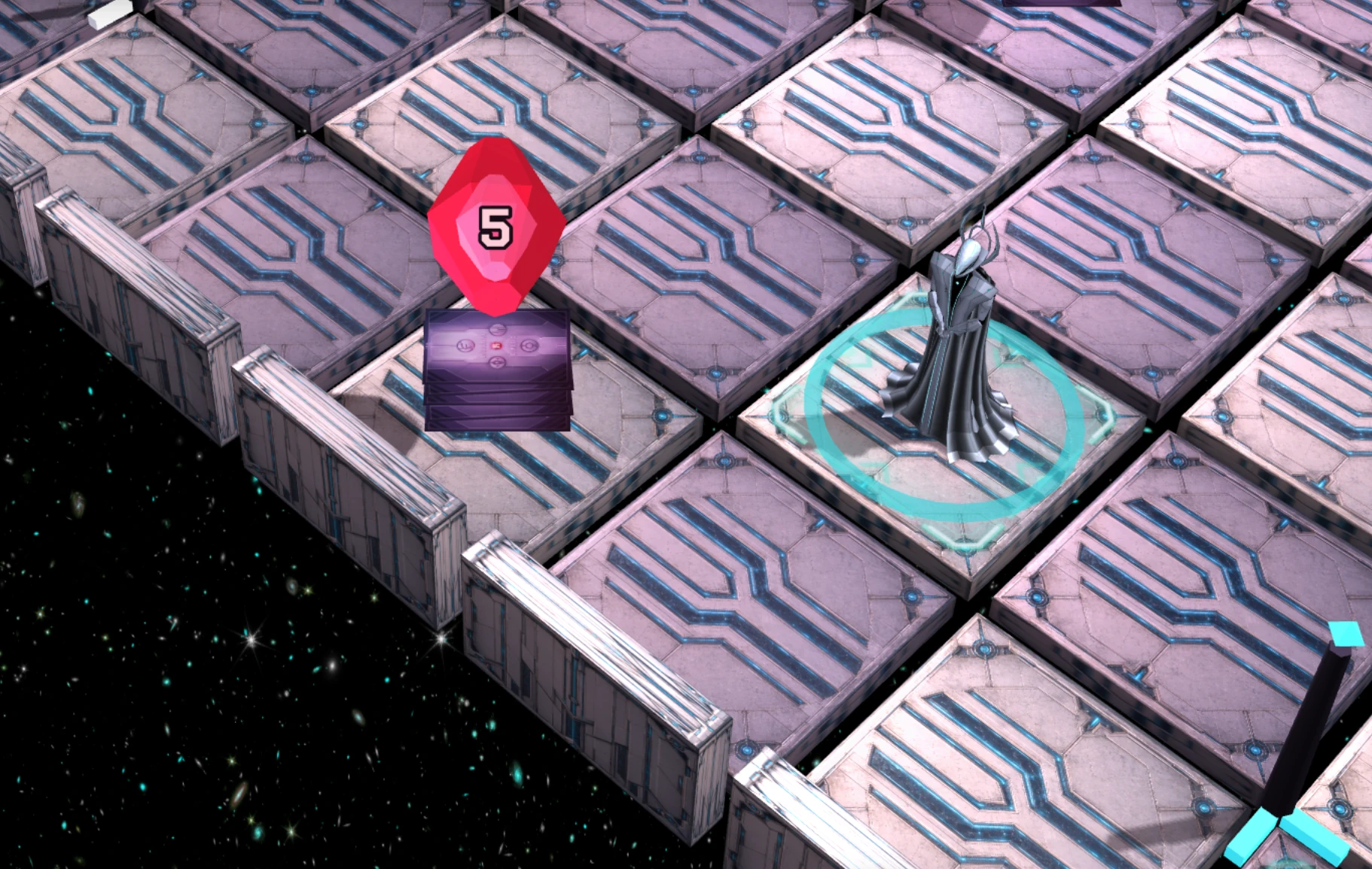 Yol as a rigged 3D driver standing on the game board next to a Source